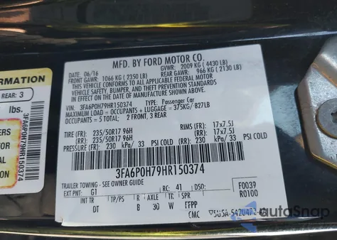 2017 Ford Fusion Se из США, поврежденный, VIN 3FA6P0H79HR150374